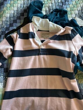 abercrombie Pink and Navy Striped Rugby Polo vintage